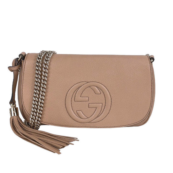 Gucci Soho Tassel Chain Shoulder Bag Beige - Picture 1 of 8